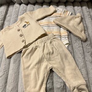 Adorable Beige 4 Piece Baby Outfit Set